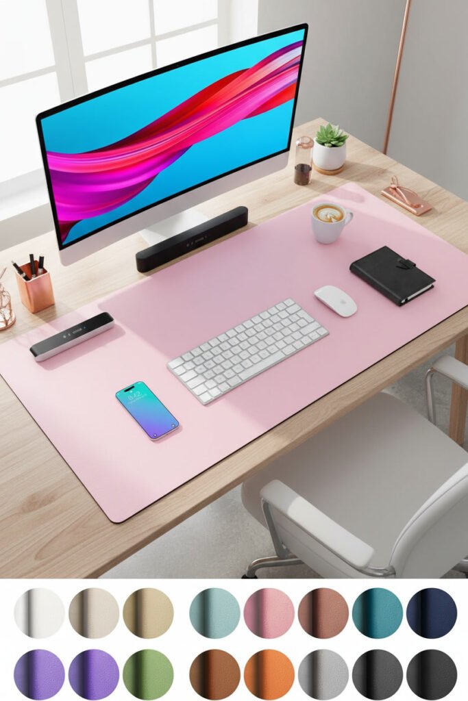Large Pink Desk Pad/Mouse Pad for a pink WFH aesthetic workspace