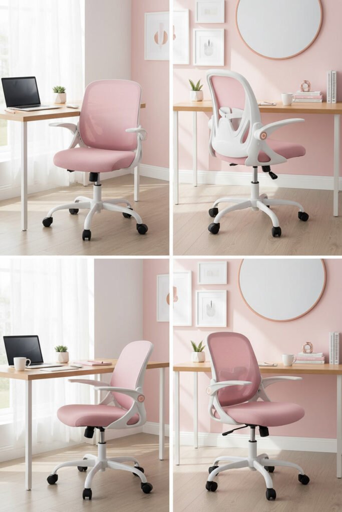 Rose Gold Ergonomic Office Chair for a pink WFH aesthetic workspace