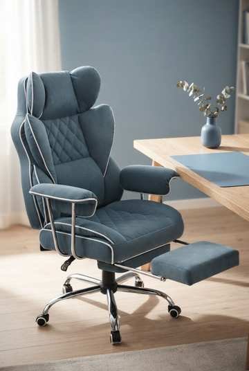 Supportive gaming chair for a blue office aesthetic work from home setup